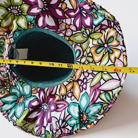 Pianurastudio Women\'s Summer Green Blue Floral Beach Straw Hat main image 6